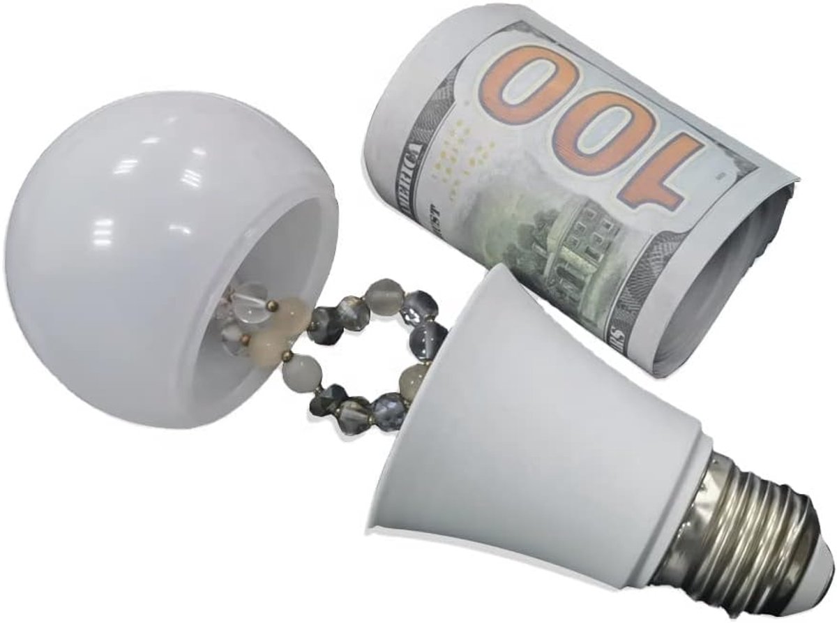 Gloeilamp Kluis - Geheim Compartiment - Waardevolle Spullen - Realistisch Ontwerp - 4 Inch Hoog - Wit