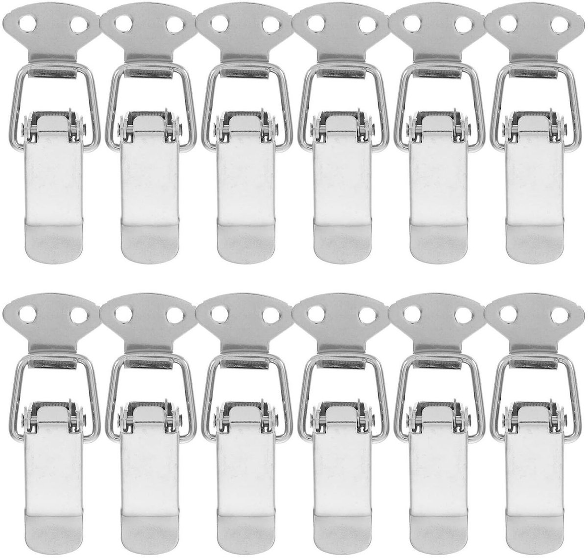 carmdering - Klemgesp - Toggle Sluiting - Veerbelaste Sluiting - 12 stuks, RVS, weerbestendig, snelontgrendeling, 5,8x2,3x1,1cm - Voor gereedschapskisten & poorten - Binnen & buiten