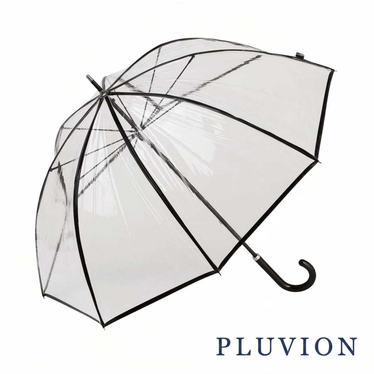 Pluvion Essential Transparante Paraplu Dames - Koepelmodel - Windproof - 65cm - Zwart