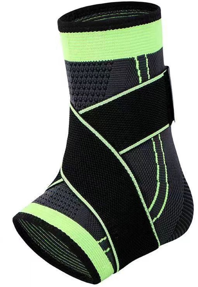 Knee Sprain Brace Unisex Adjustable Compression Bandage Breathable Nylon Super Elastic Comfortable for Sports - Black with Green Eén maat L (35-40)