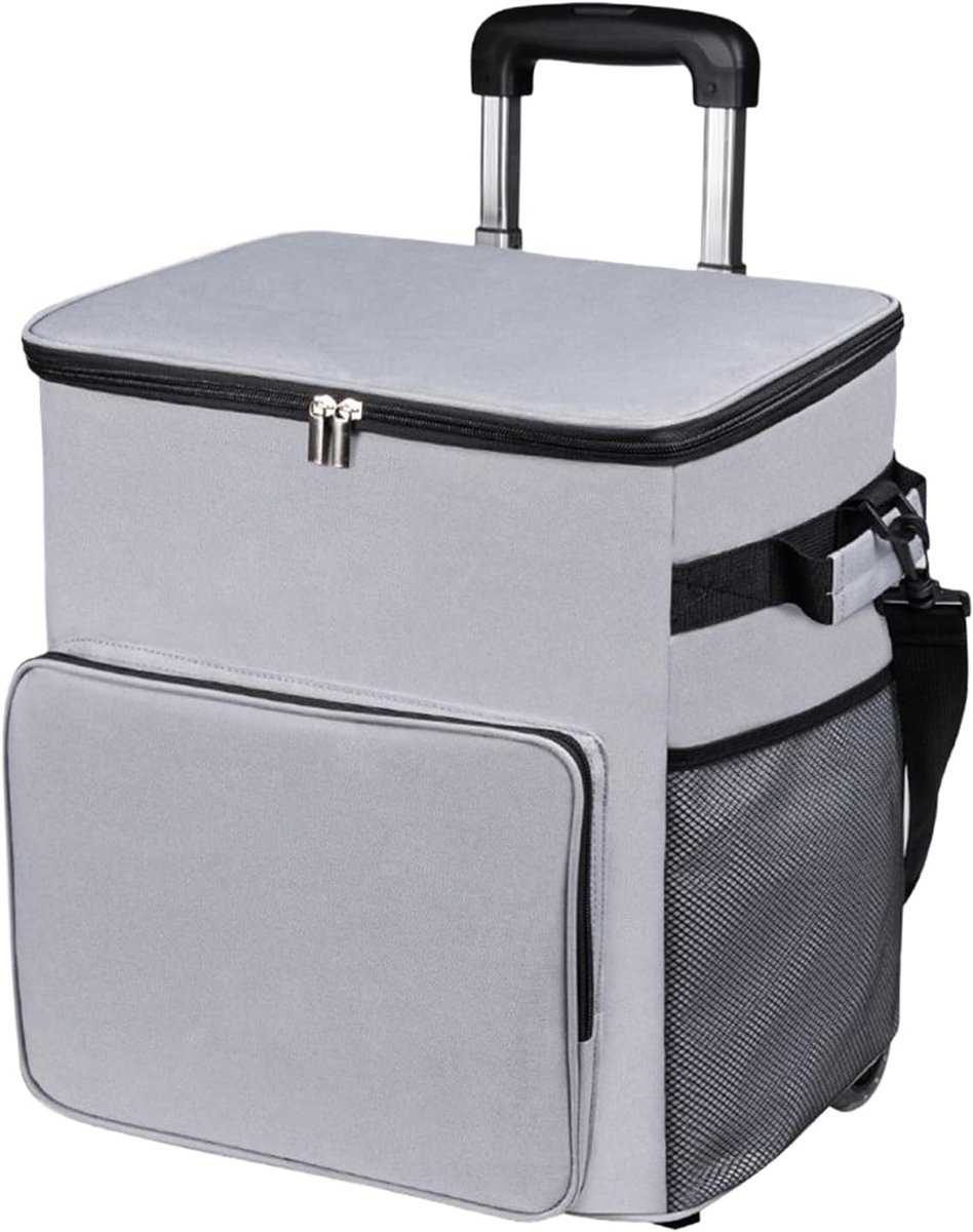 Koeltas met wielen - Draagbare koeler - Outdoor avonturen - Waterdichte Oxford stof - 35 liter inhoud - Grijs