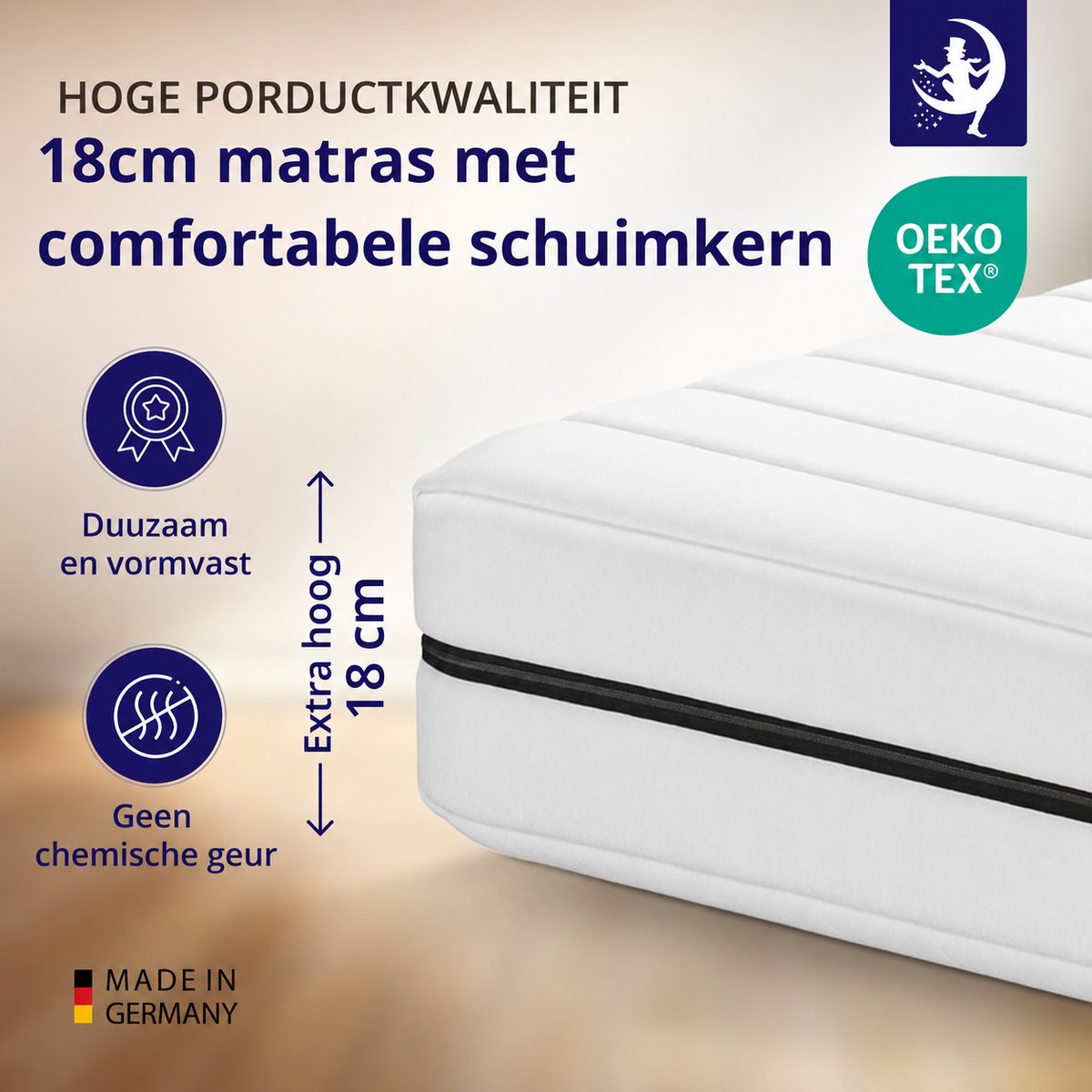 Mister Sandman koudschuim matras – 120×200 cm – 18 cm – Stevig
