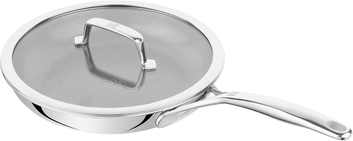 Braadpan met Deksel Koekenpan Antiaanbak Dagelijks Koken Hybride RVS Keramiek 26 cm Zilver