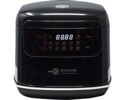 Rizano® Rijstkoker Zwart - 1-4 Personen - Multicooker - Slowcooker - Rice Cooker Klein 2L - Rijststomer - Rijstkoker met Stomer - Soep, Stoofpot & Cake - Anti-aanbak met 3D Warmteverdeling - Touchscreen en 5 Functies