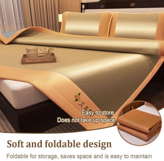 Koelmatras - Zomer mat - Koel slapen - Ademend rotan - 90x200cm - Oranje — afbeelding 2