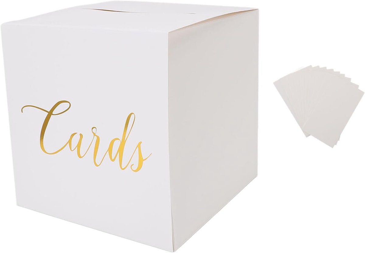 Witte Kaartdoos - Bruiloft Doos - Feestelijke Ontvangst - Eenvoudig Versierbaar - 22x22x22.5 cm - Wit