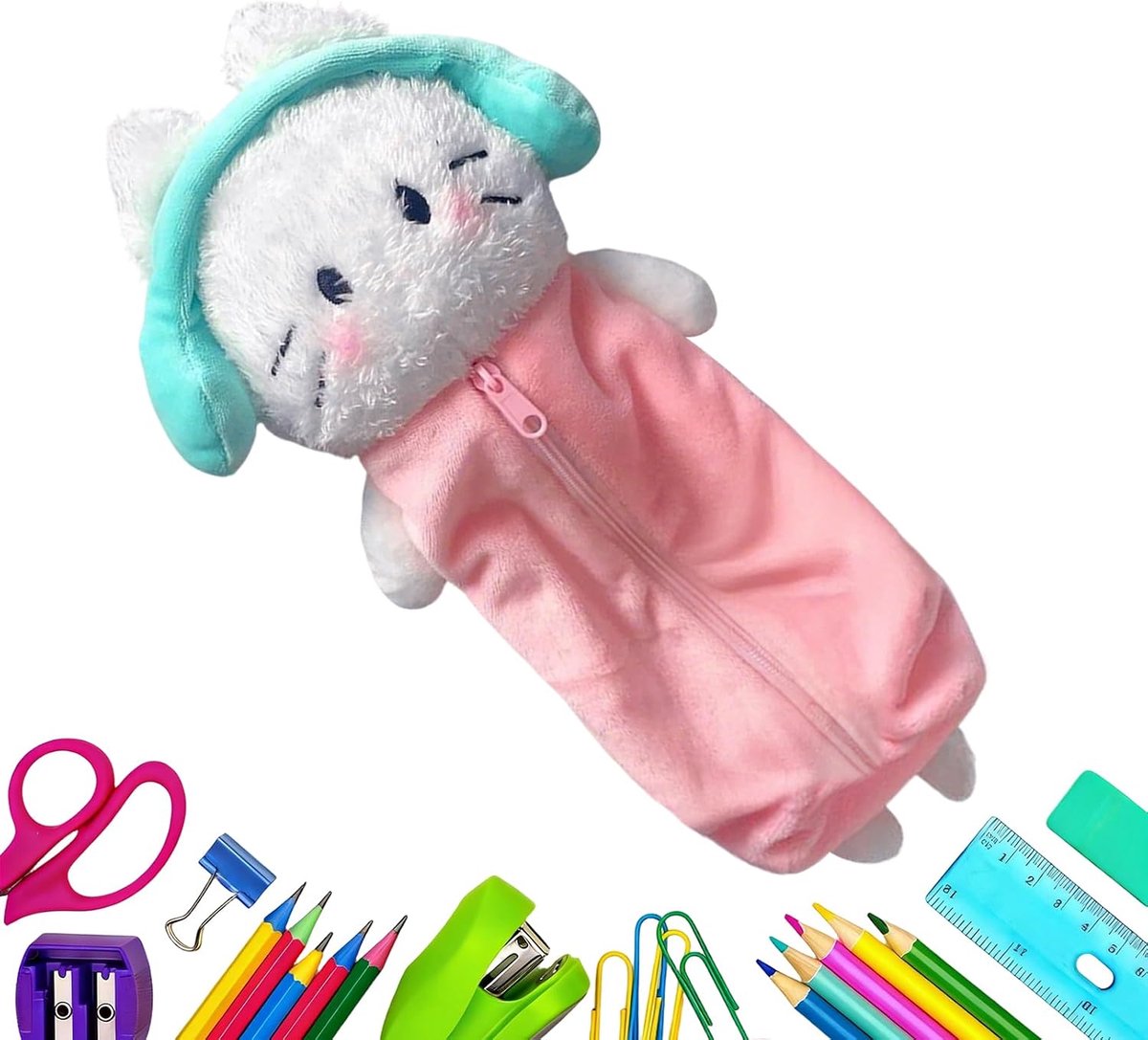 Dierenpotloodetui - Schattig etui - School en reizen - Opvouwbaar en samendrukbaar - 26 x 11 x 2 cm - Uniek