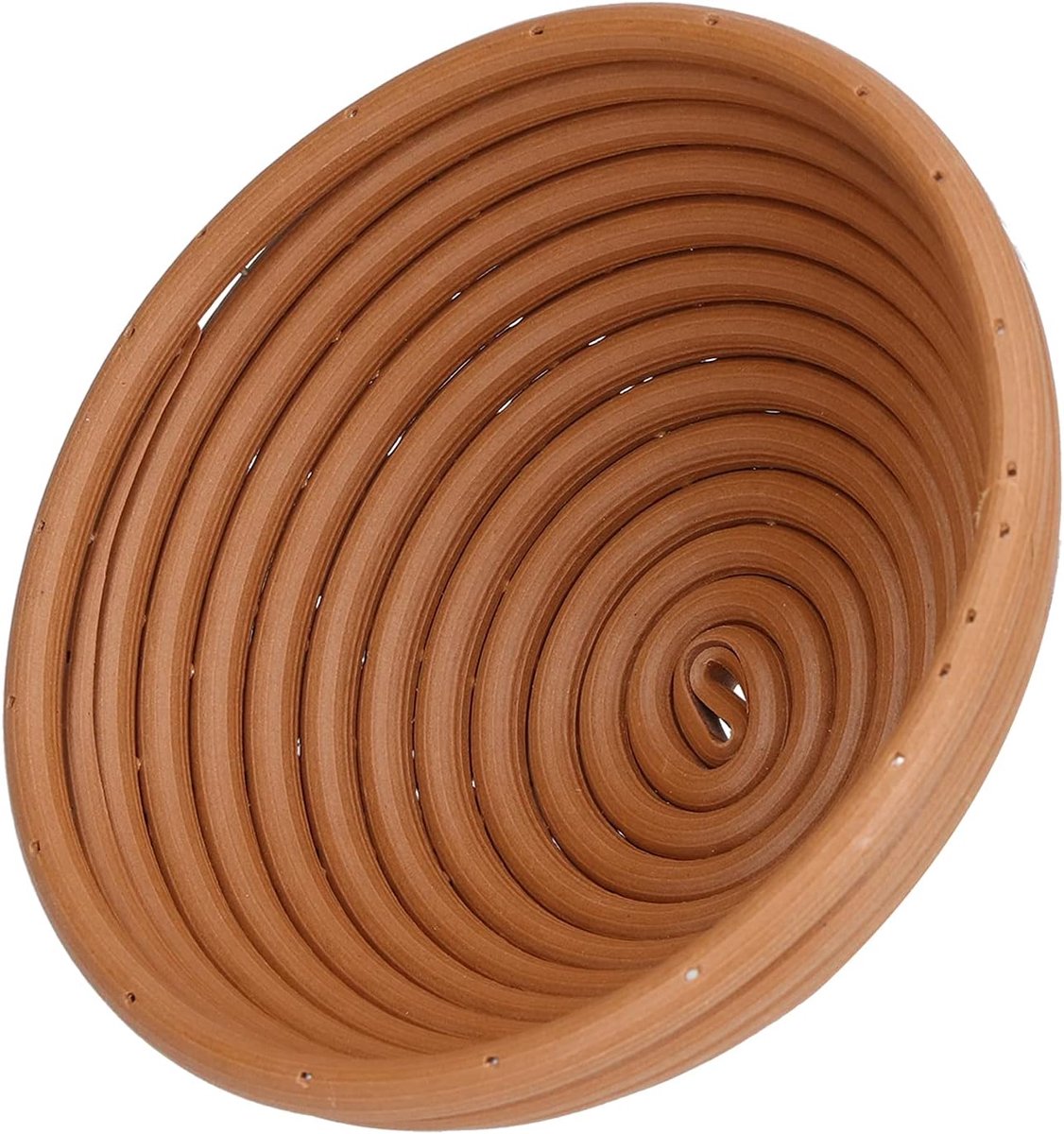 Broodmandje Plastic - Bakmand Rijsmand - Brood Bakken - Hygiënisch Materiaal - 16x7CM Rond - Geelbruin