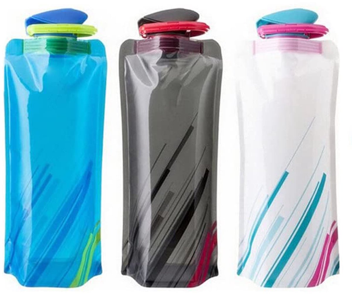 Opvouwbare Waterflessen Set - 3 Stuks - 700 ml - Herbruikbaar & Lekvrij - Flexibele Drinkfles - Voor Wandelen, Reizen, Kamperen & Outdoor