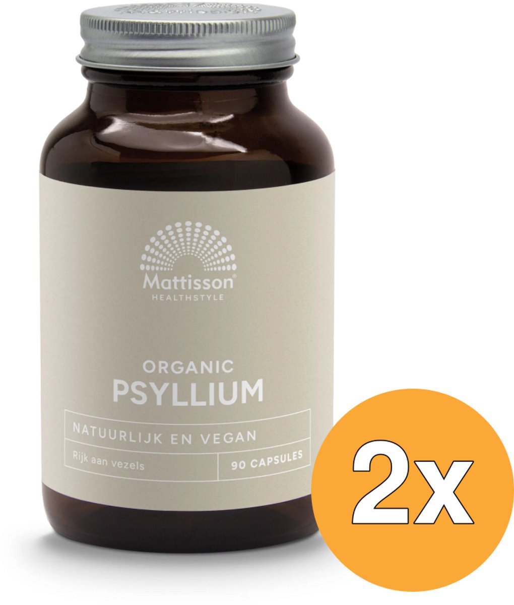 2x Mattisson Psyllium Husk 750Mg Bio (90 vega capsules)