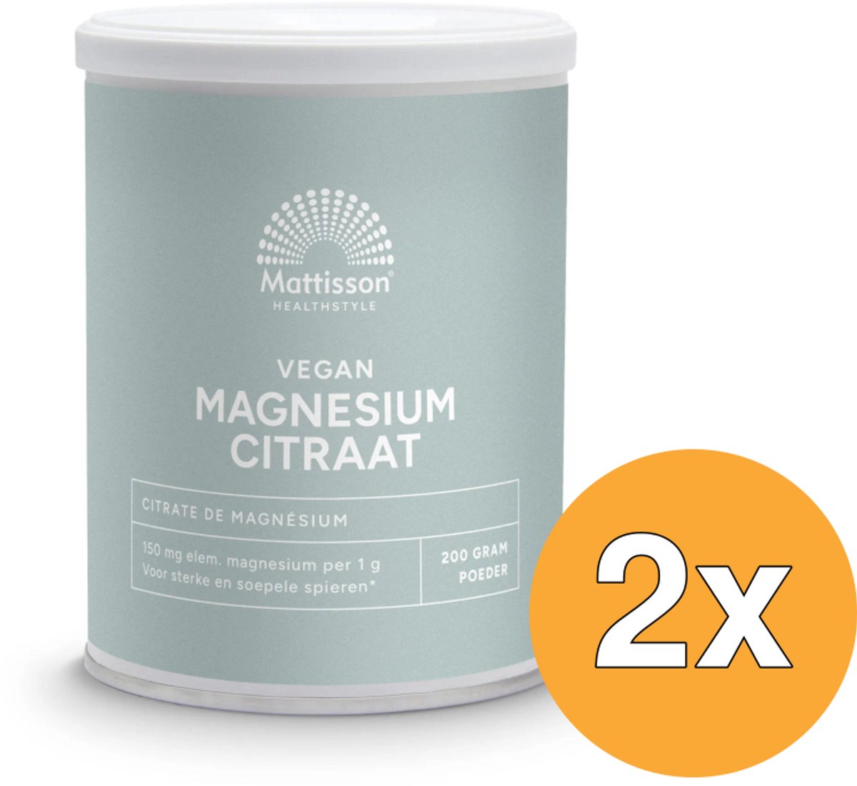 2x Mattisson Magnesium Citraat Poeder 15% (200 gr)