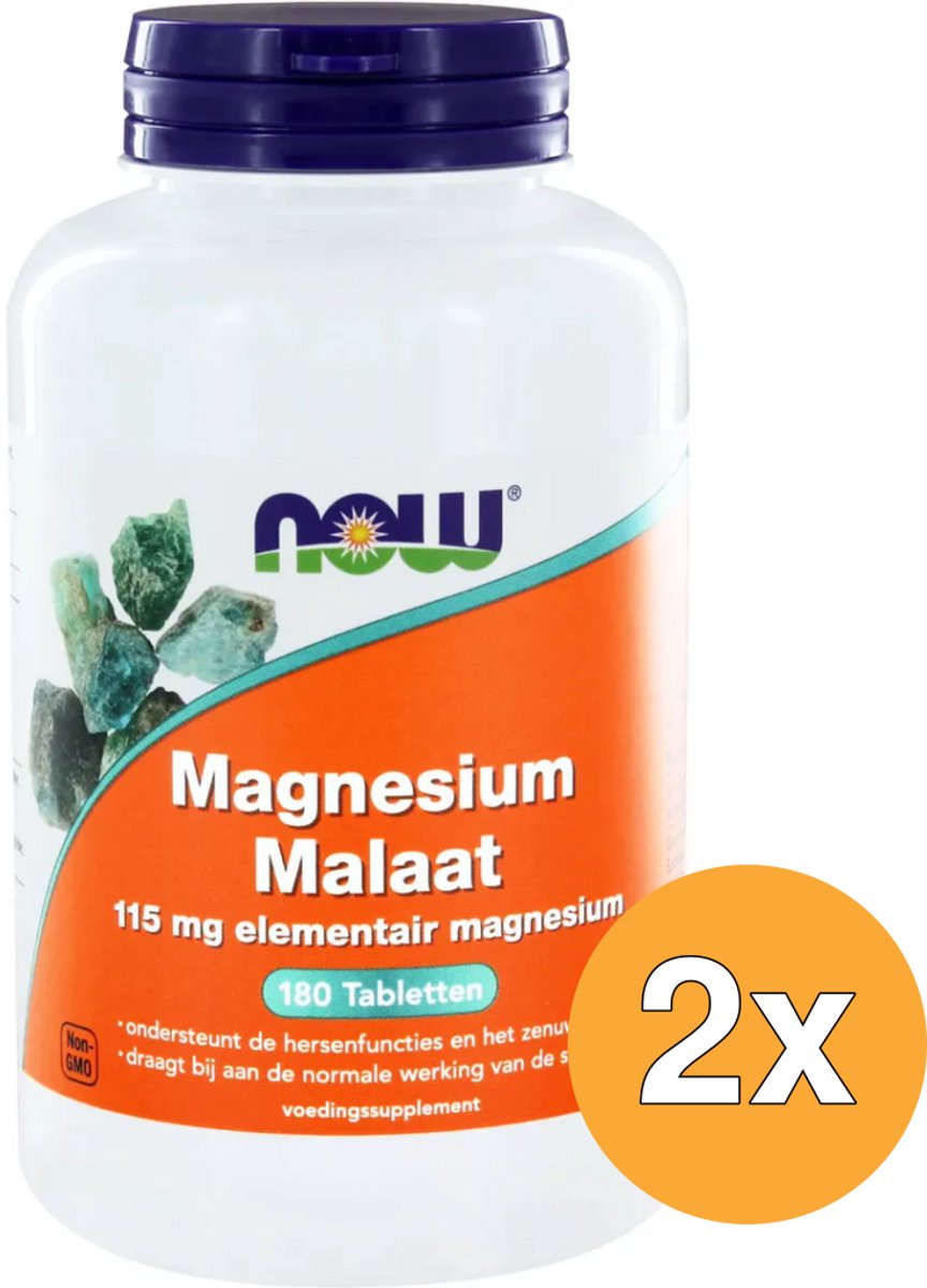 2x Now Magnesium malaat 115 mg (180 tabletten)