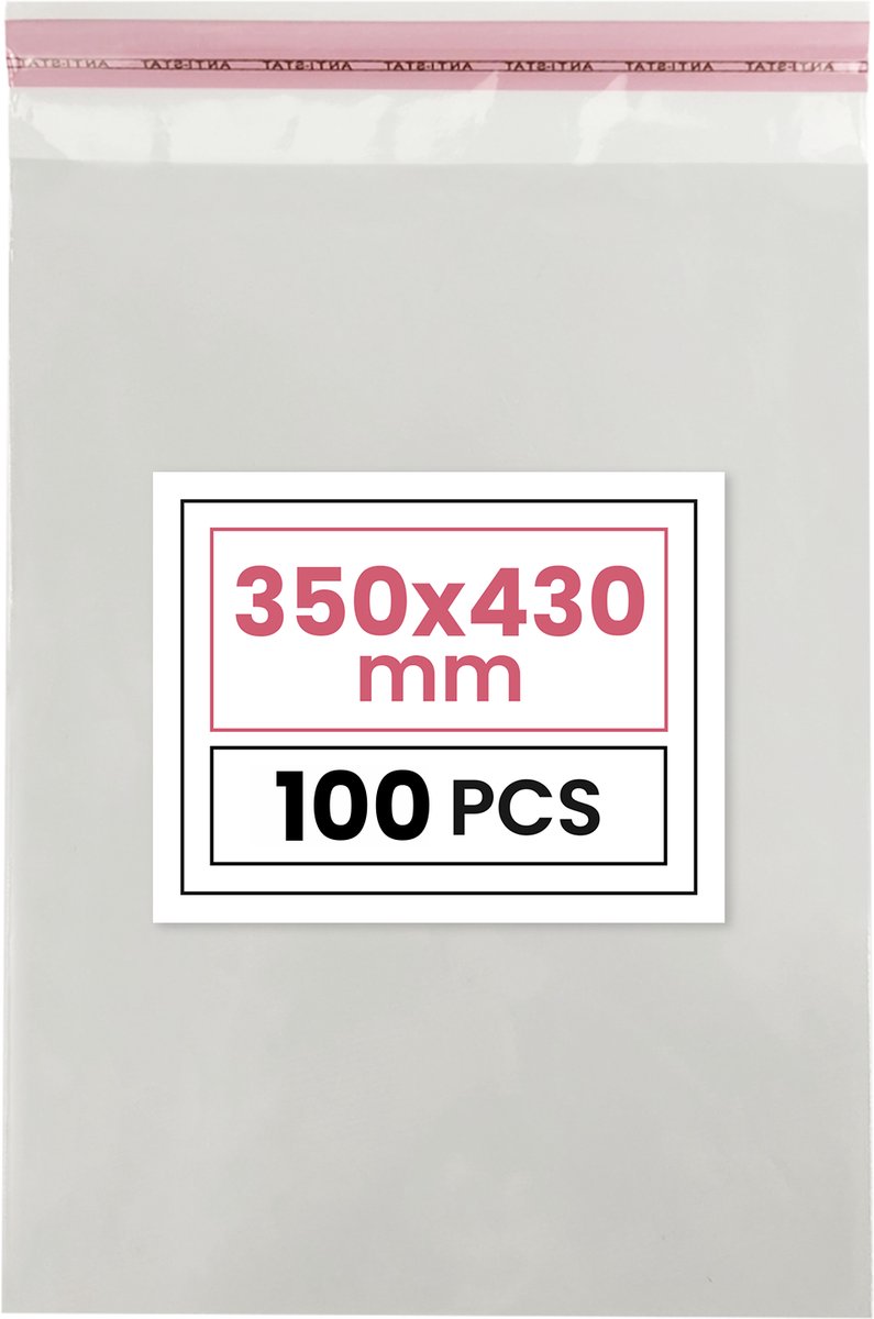 Plastic zakjes met plakstrim - 35x43 cm - transparant - 100 zakken