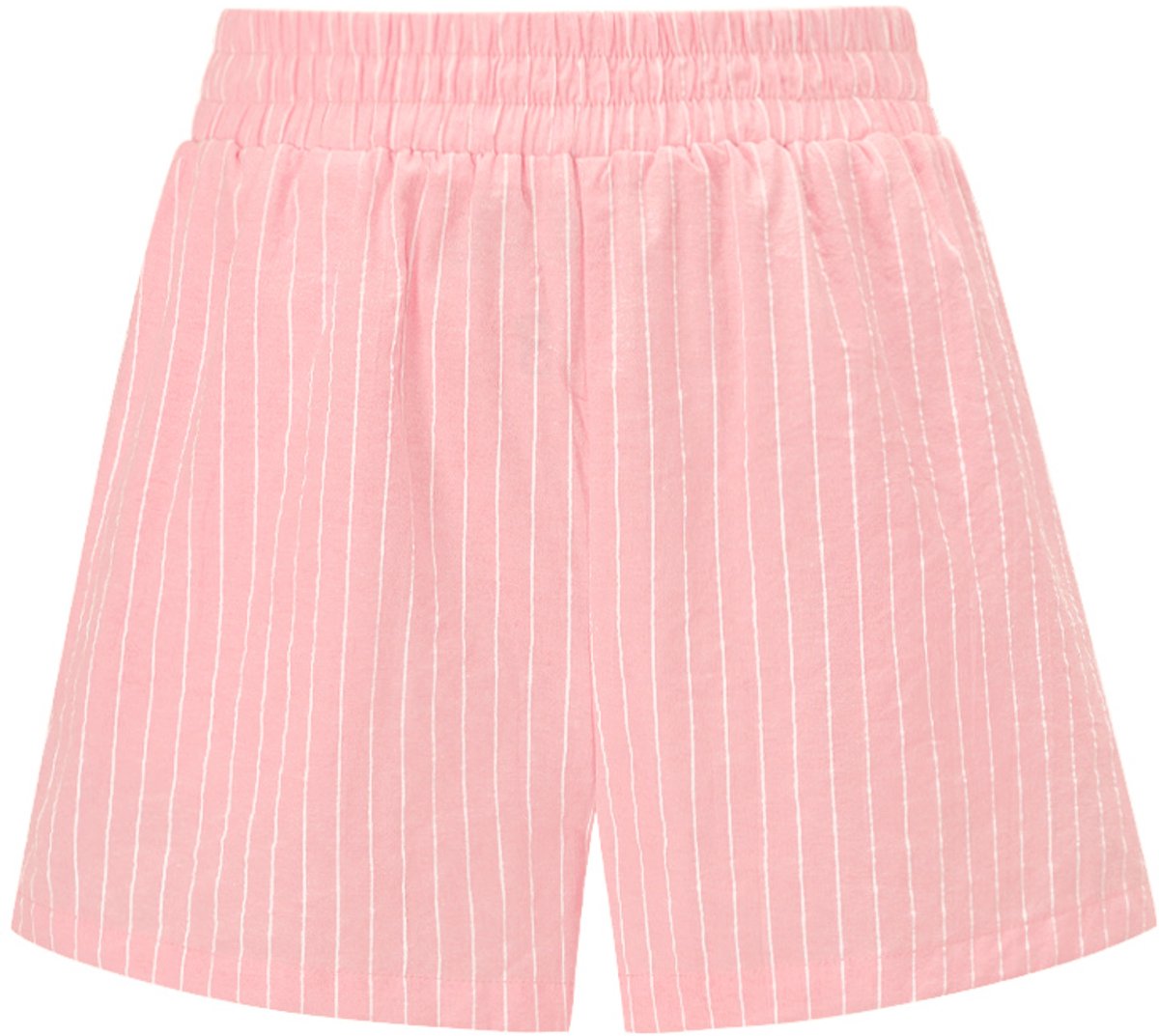 Comfortabele Cotton Woven Vrouwen Shorts met Gestreept Patroon - Roze - Maat L
