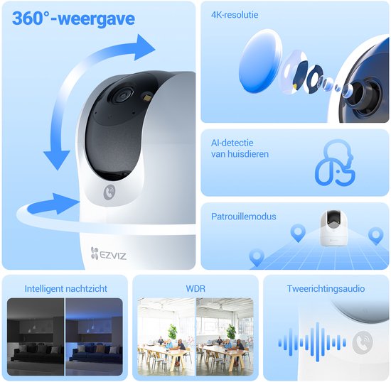 EZVIZ C6N G1 4K Beveiligingscamera Binnen - Kleuren Nachtzicht - Detectie van Mens/Dier/Hard Geluid - Automatische Patrouillemodus - Tweerichtingsgesprekken - Dual Band Wi-Fi 6 - True WDR Wifi Camera Indoor van EZVIZ — afbeelding 5