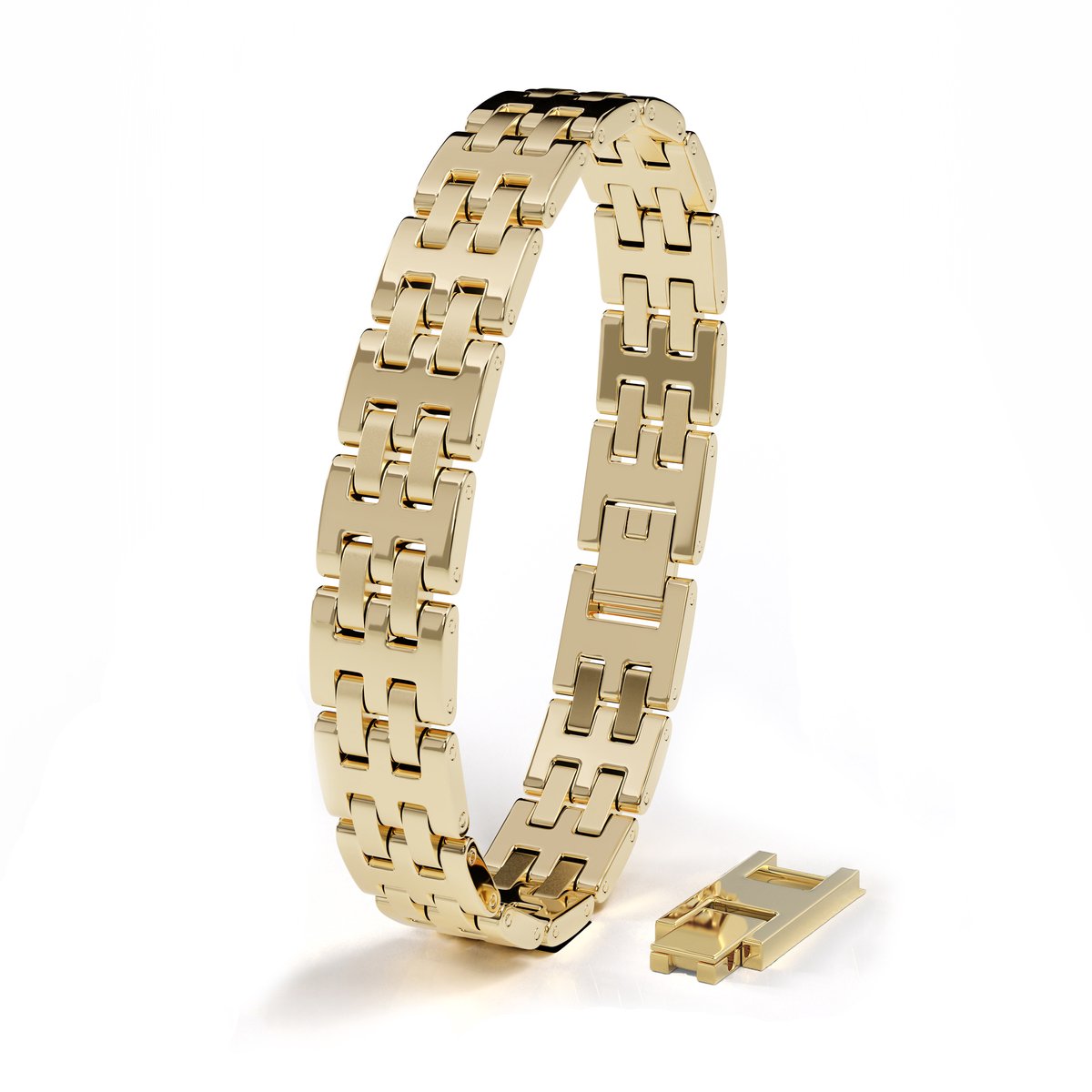 SERASAR | Premium roestvrijstalen armband voor heren [Intense] | 316L chirurgisch staal | Waterdicht | Veilige sluiting | Goudkleurig, 20 cm | Inclusief sieradendoosje