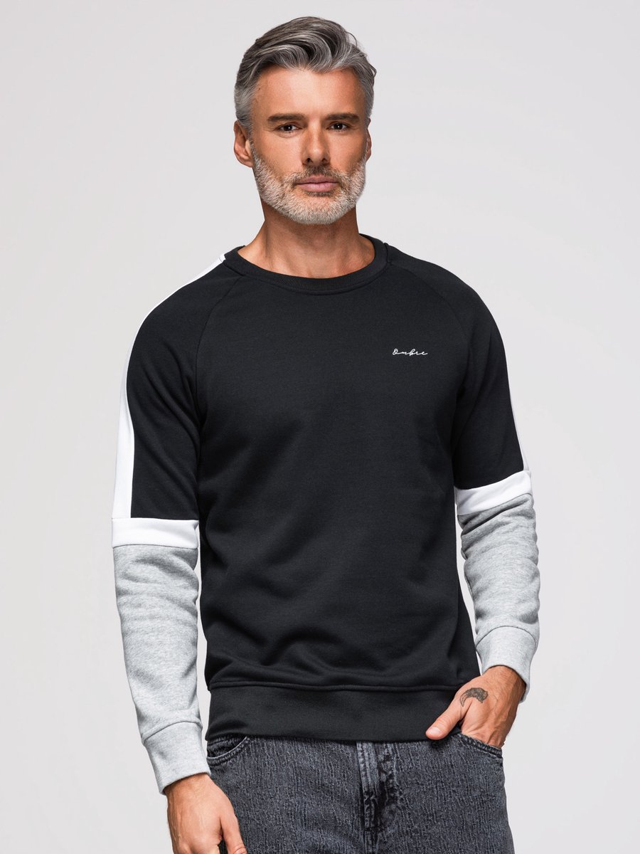 OMBRE Sweater - Regular Fit - Katoen - Lange Mouw Zwart L