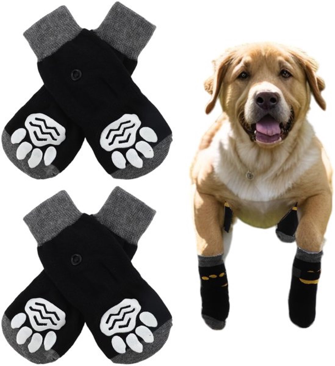 Store_7 - Anti-Slip Honden Sokken - Bescherming voor Hondenpootjes - Zwart Geel
