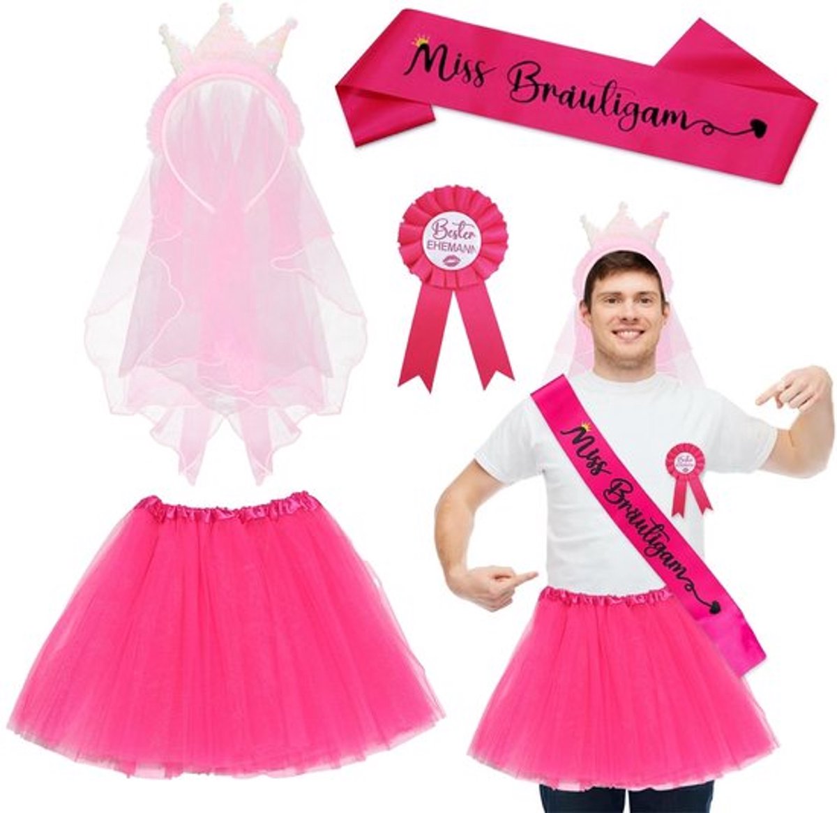Allecto kostuumset - vrijgezellenfeest accessoires - feestelijk en speels - roze