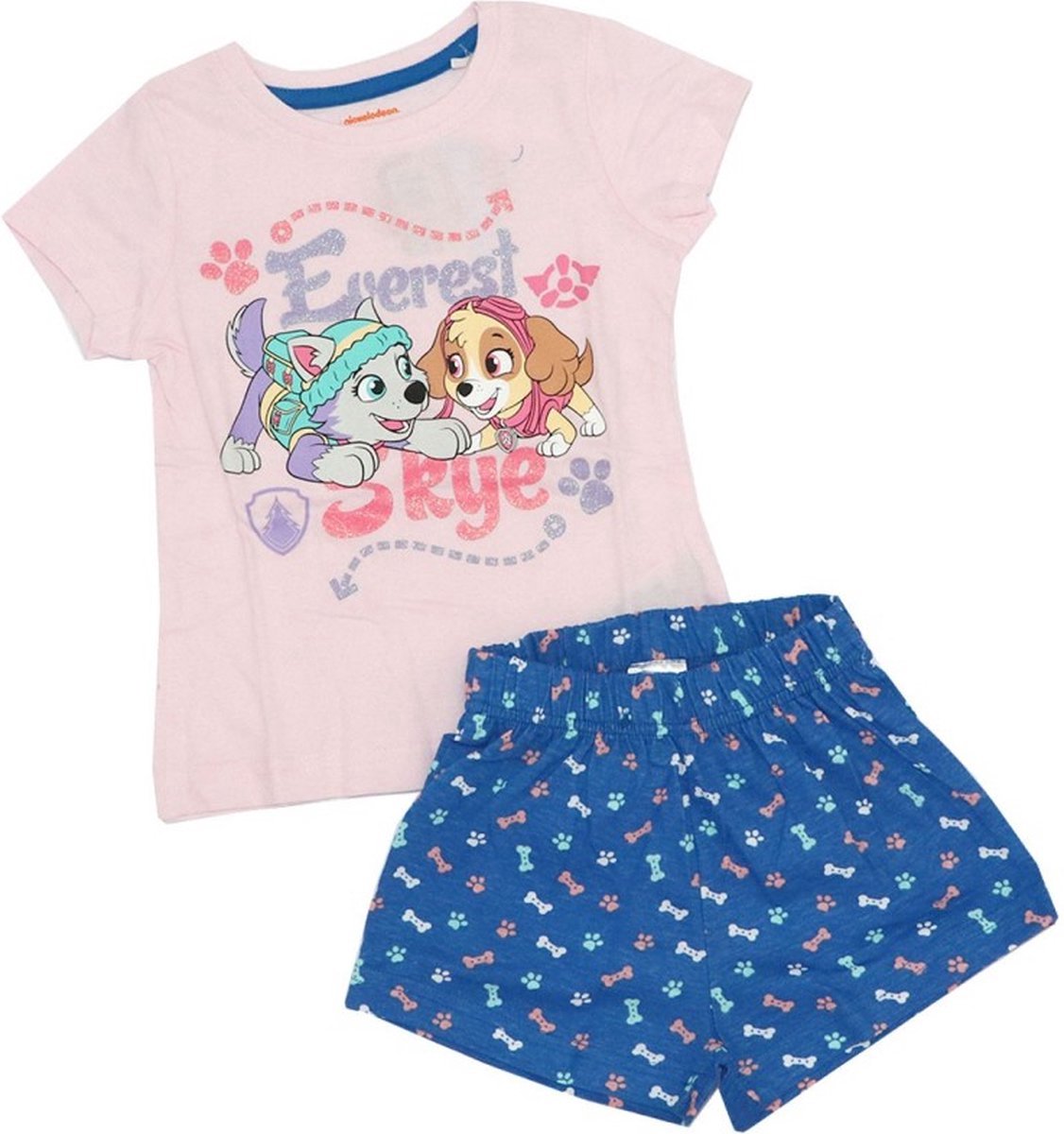 Nickelodeon Paw Patrol shortama / pyjama Skye & Everest roze/blauw roze met blauw