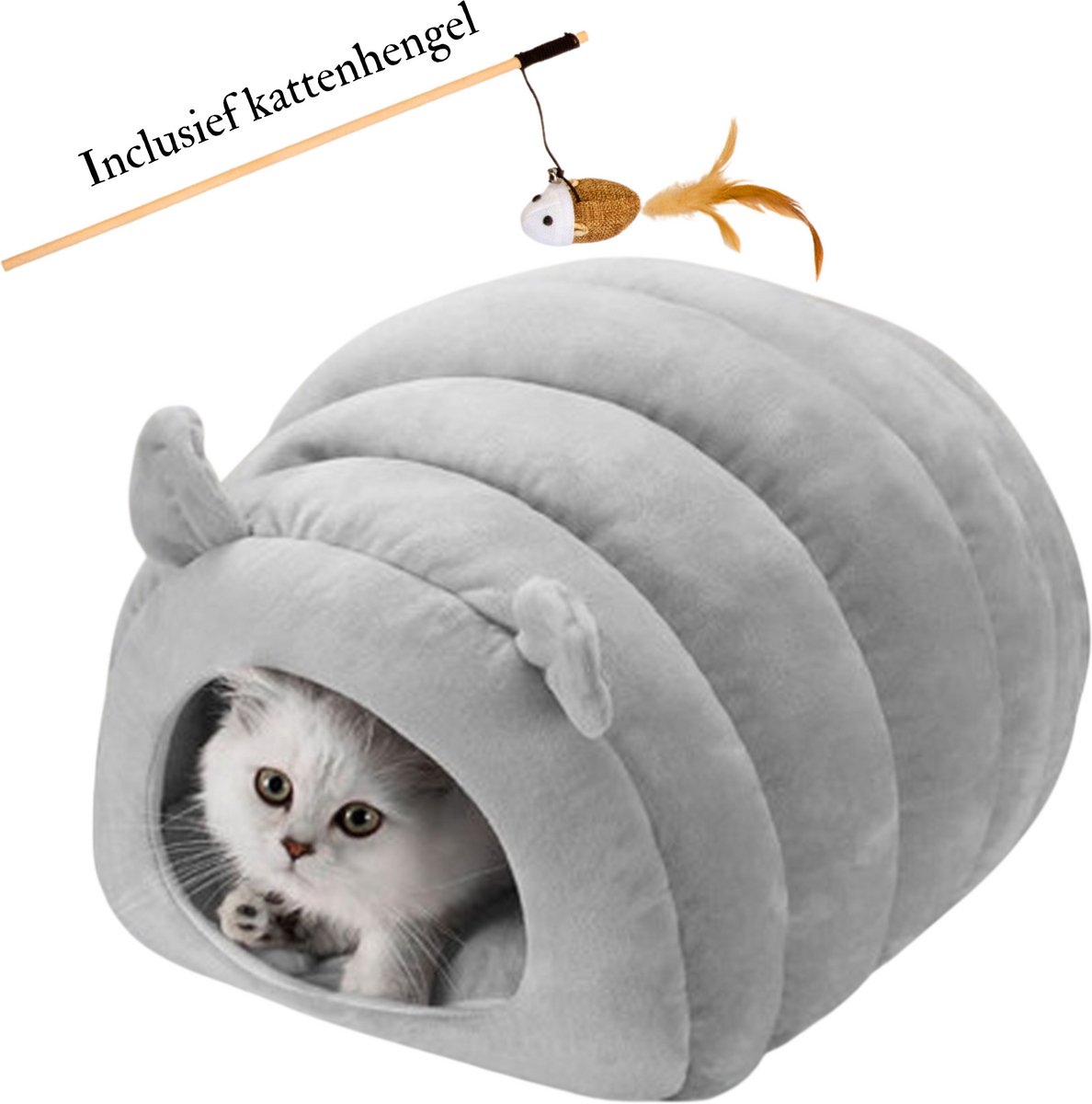 Bol.com Janse® Kattenmand - Inclusief kattenhengel- Grijs - Kattenhuis - Dierenmand - Katten bed - Poezenmand - Kattenkussen - K... aanbieding