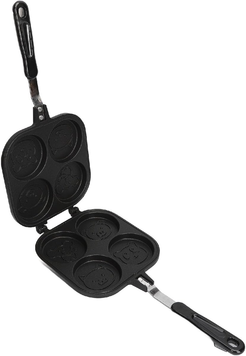 Dubbelzijdige Pannenkoekpan - Sandwichpan - Maaltijden Bereiden - Antiaanbaklaag - 40 x 18.5 cm - Zwart