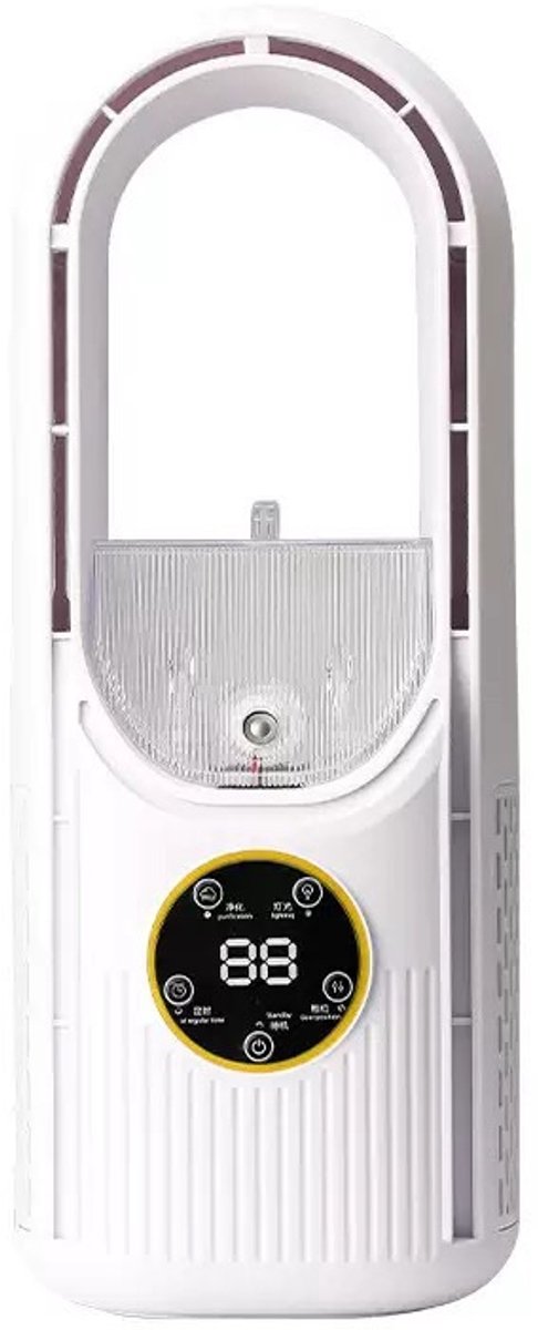 Ventilator - Bureauventilator zonder bladen - 6 snelheden - Verneveling + timer USB - Wit