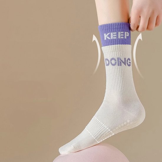 Yogasokken van siliconen - 6 paar yogasokken voor dames - Sokken - Lange pilates-sokken - Antislip sportsokken - Dames Sokken - Fitness- en danssokken - Ademende yogasokken - Antislip Katoenen Sokken - One Size Fits All - Zes kleuren — afbeelding 4