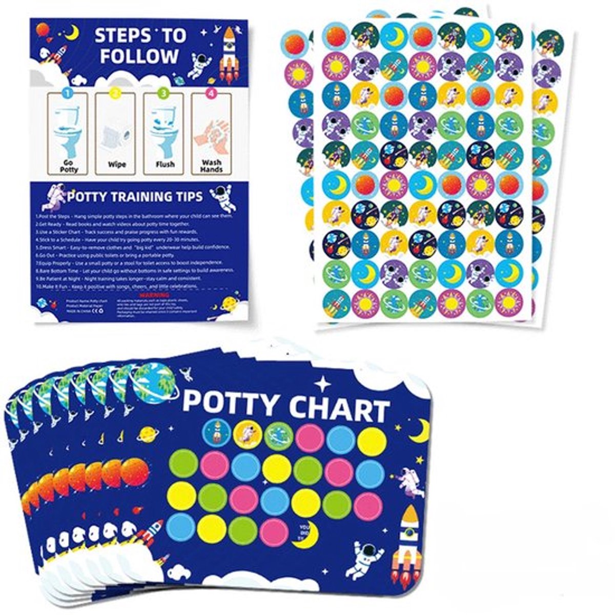 Tabel met 8 potjes voor zindelijkheidstraining