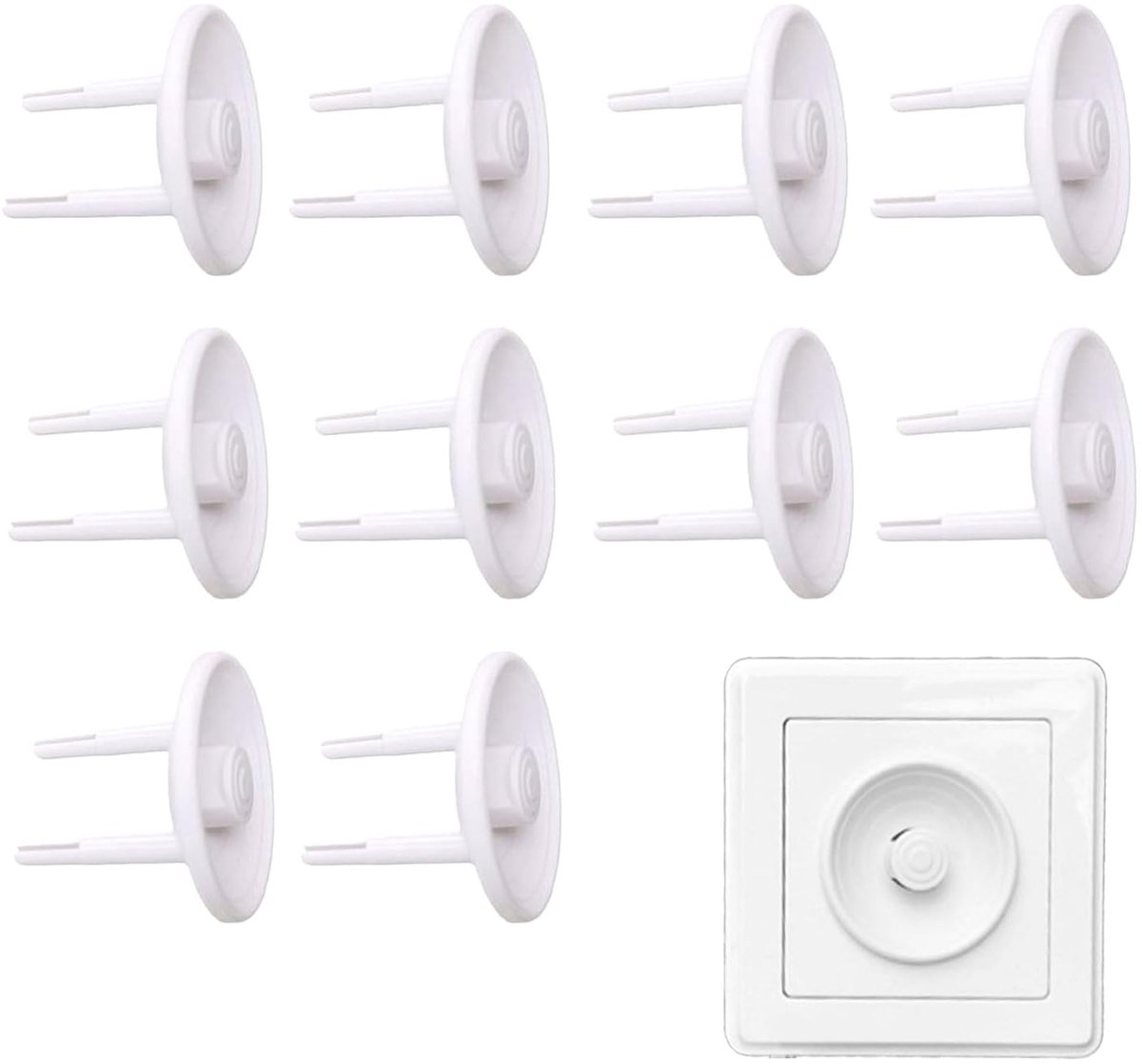 Set van 10 - Stopcontact beschermhoes - Universele Stopcontact Beschermers - Kinderveiligheid Pluggen voor Contactdoos - Robuuste ABS Stopcontactbeveiliging Baby - Spatwaterdichte en Stofdichte Afdekkapjes Diameter - Wit