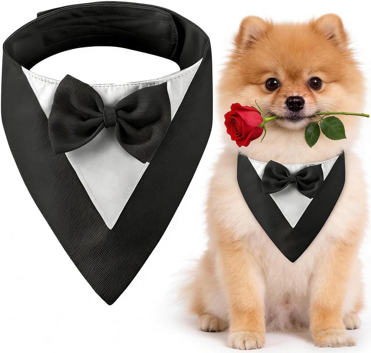 Tuxedo voor Honden met Strik, Geschikt voor Trouwerijen, Verjaardagen en Speciale Gelegenheden voor Kleine Honden (Hals: 20-30 cm/ Zwart)
