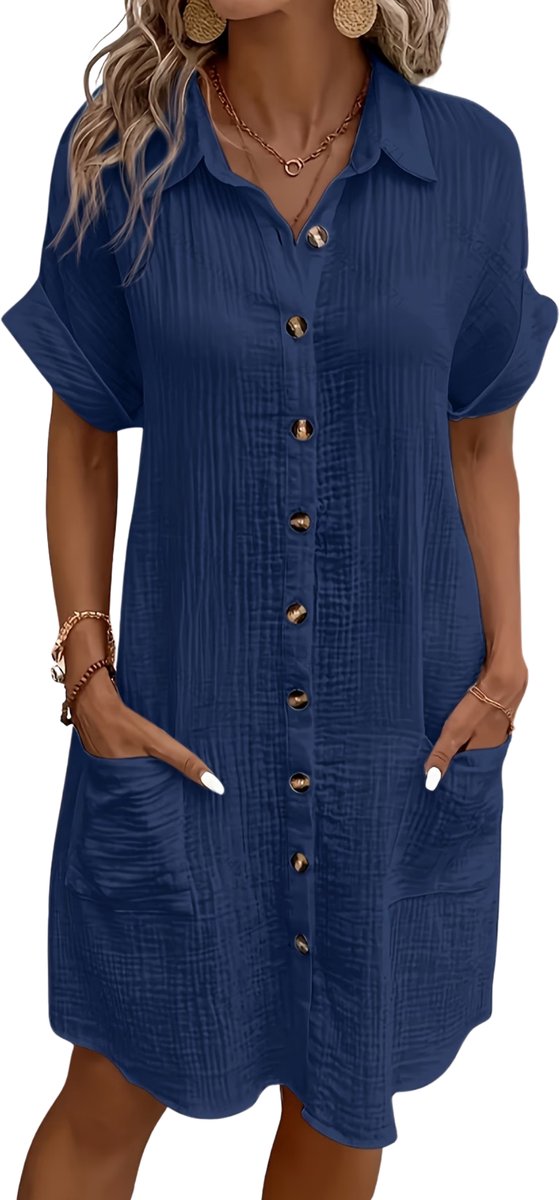 Currero Zomerjurk Dames Zomerjurken Volwassenen Vrouwen Midi Jurk Ibiza Stijl Sundress Dress XXL Blauw