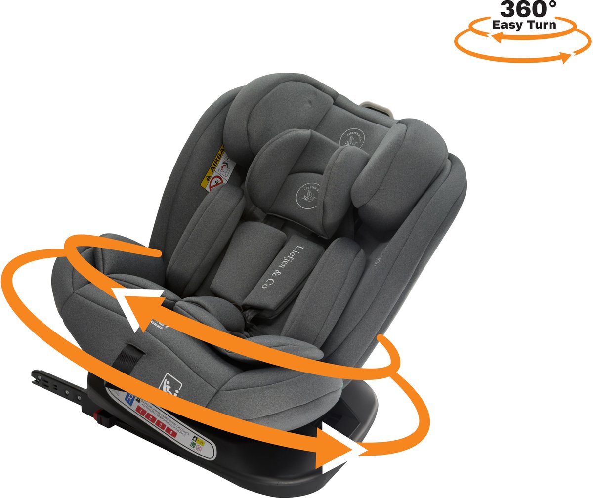 Liefjes & Co Growsafe Autostoel – i-Size 4-in-1 – 360° Draaibaar – ISOFIX & Top Tether – Groep 0/1/2/3 (40–150 cm) Grijs thumbnail 3