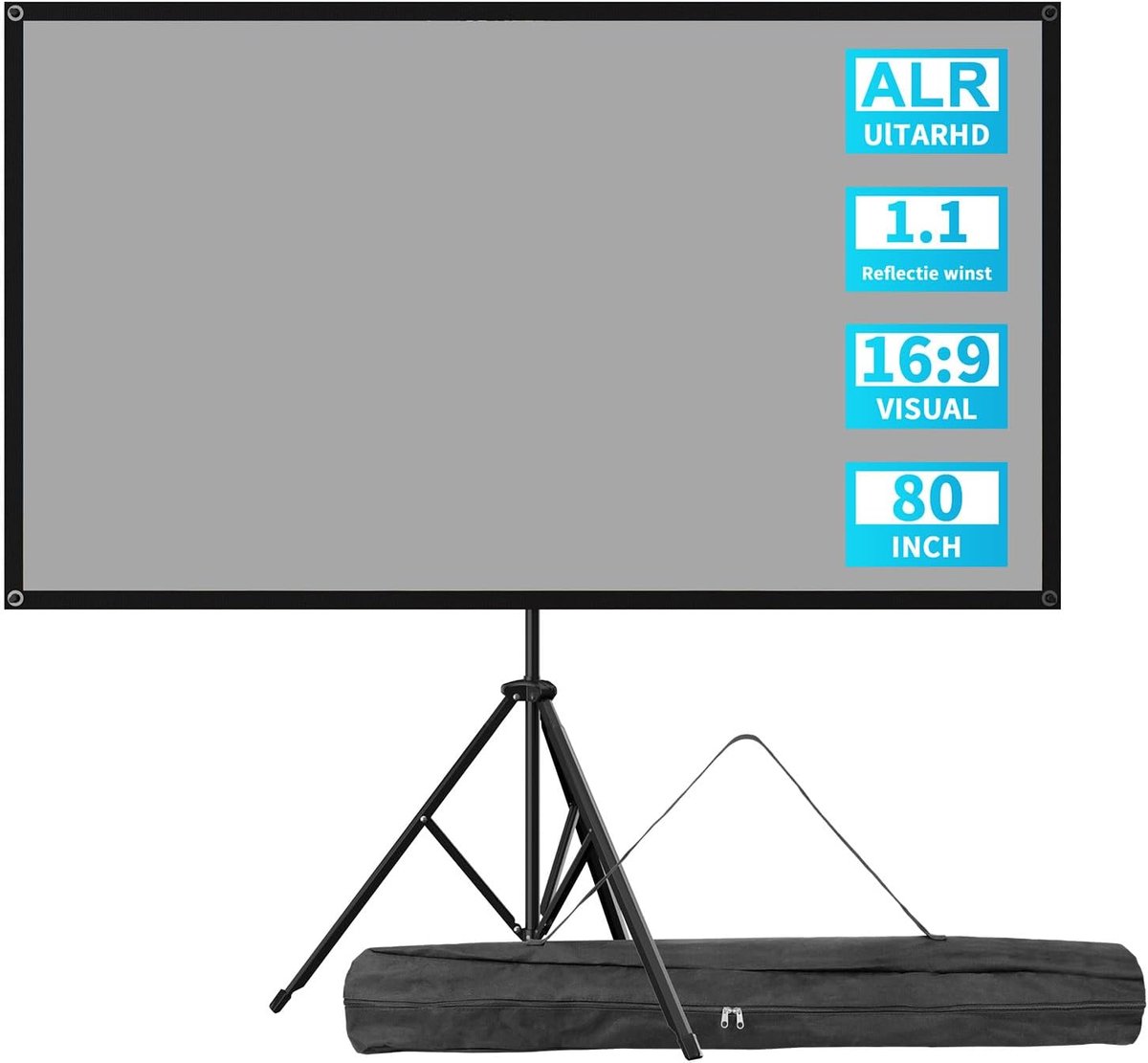 Projectiescherm Statief - Beamer Scherm - Home Cinema - ALR Coating Grijs - 80 inch - Grijs