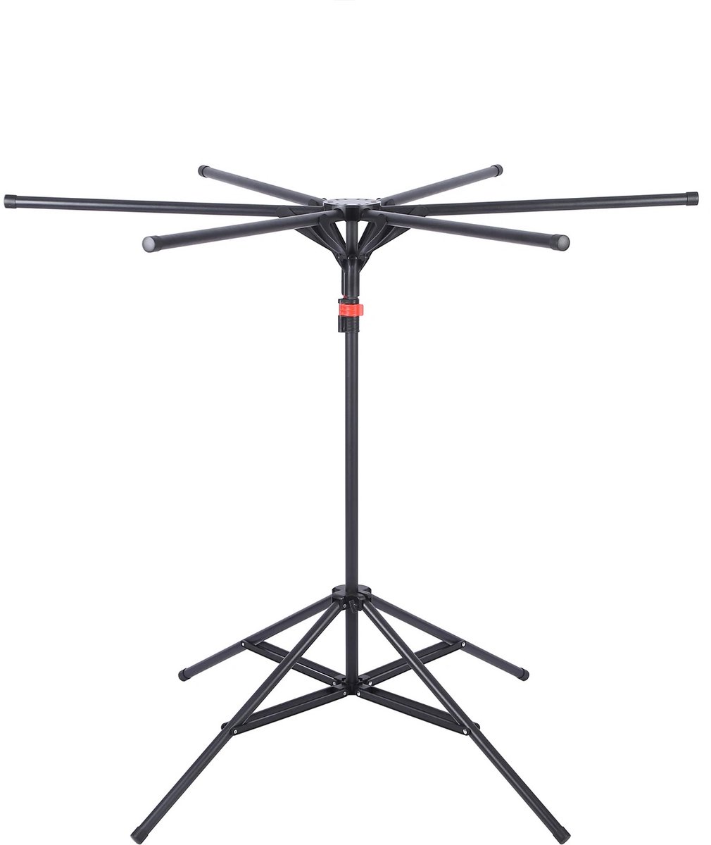 Cherrys Finds - 6 Arm Metalen Kleding Droogrek - Wasrek - Opvouwbaar Kledingrek - Hoogte En Breedte Verstelbaar - Voor Binnen En Buitengebruik - Laadvermogen 35-40Kg - Ruimtebesparend Ontwerp - Stevig En Duurzaam - Zwart