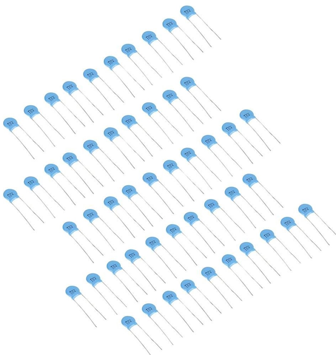 50 stuks hoge spanning schijf keramische condensatoren 0.1 µF (100 nF) assortimentsset voor elektronica projecten
