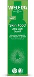 Groene verpakking van Weleda Skin Food Ultra-Light Dry Oil met tekst en logo's.