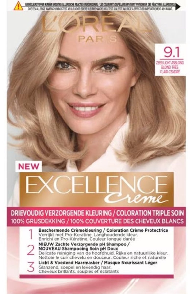 L'Oreal Paris Excellence Crème 9.1 - Zeer Licht Asblond - Permanente Haarkleuring