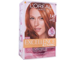L'Oréal Paris Excellence Crème Goud Koperblond 7.43 - Permanente Haarkleuring - Rijk en levendig kleurresultaat - Haarverf