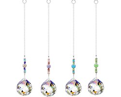 Heldere Kristallen Prism Bol - 4 stuks - Kristallen Zonnevangers - Kleurrijke Raamhangers - Zonnevanger voor Raam - Kristallen bollenprisma - Raamkristal - Suncatcher Prisma - Kristallen om op te hangen - Zonnehanger - Voor raam, tuin- Woondecoratie