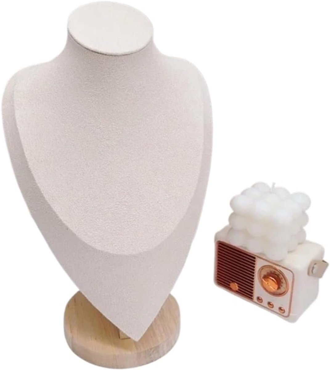 Halsketting Display Buste - Sieraden Stand - Verfijnde Presentatie - Solide Constructie - 30 cm - Beige