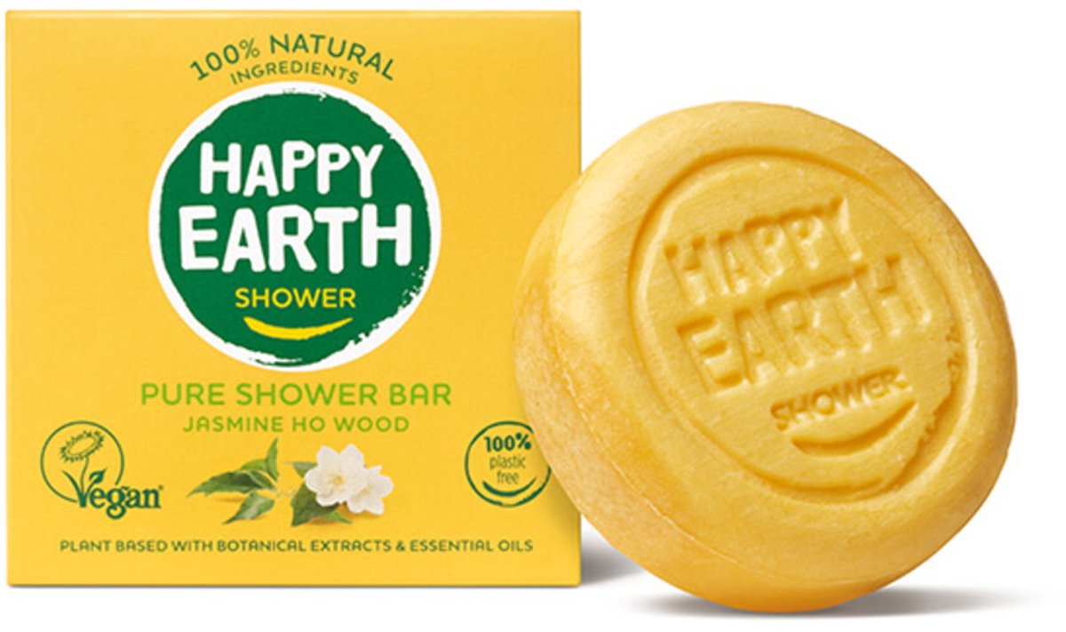 Happy Earth 100% Natuurlijke Shower Bar Jasmine Ho Wood - 3 x 90 gr - Voordeelverpakking