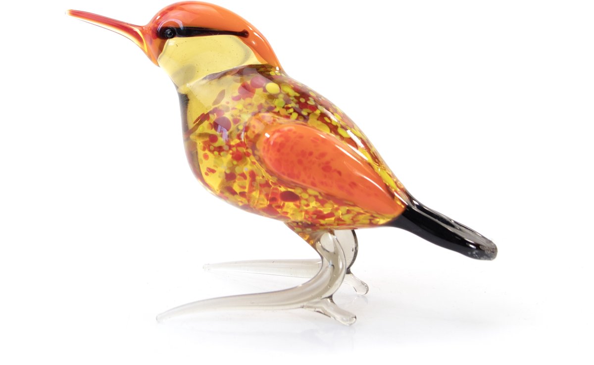 Glazen Oranje Vogel - Decoratief Vogelbeeld van Glas - Woondecoratie