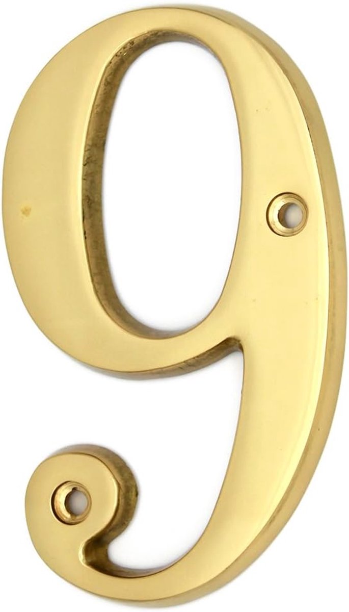 Huisnummer - Adrescijfer Messing - Huis Markeren - Spiegelend Oppervlak - 4 Inch - Helder Messing