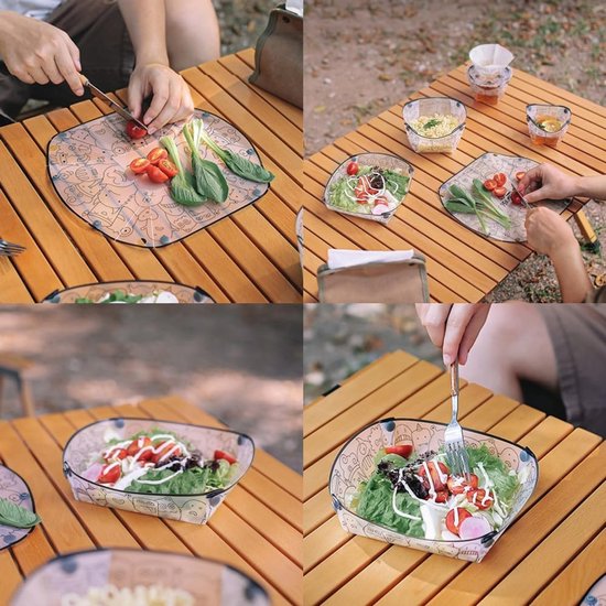 4 stuks - Opvouwbaar servies voor buiten - Campingservies - Draagbaar servies - Opvouwbare borden - Opvouwbaar fruitbord - Herbruikbaar - 20×19×5,5 cm - Geschikt voor kantoor, picknick, kamperen, reizen — afbeelding 5