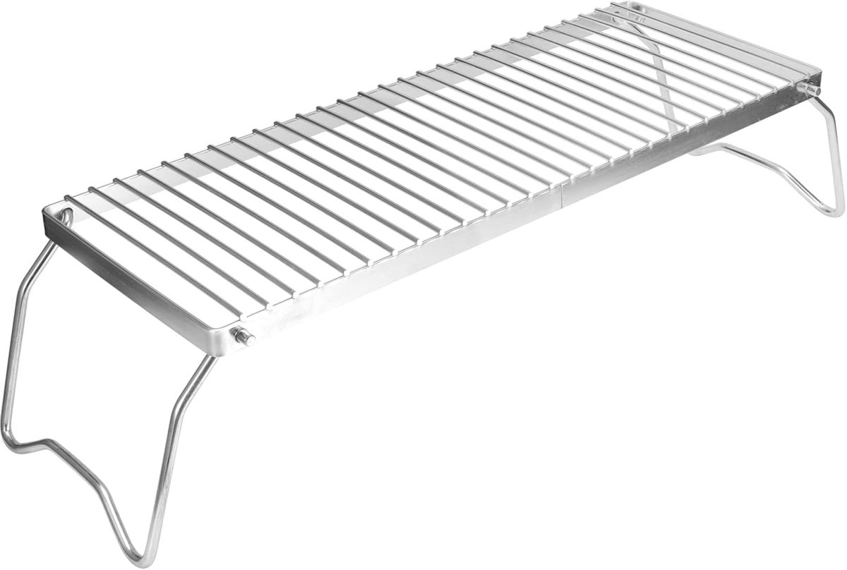 Opvouwbare Grill Kampvuur Rek Buiten Koken Roestvrij Staal 44 x 20 cm Zilver