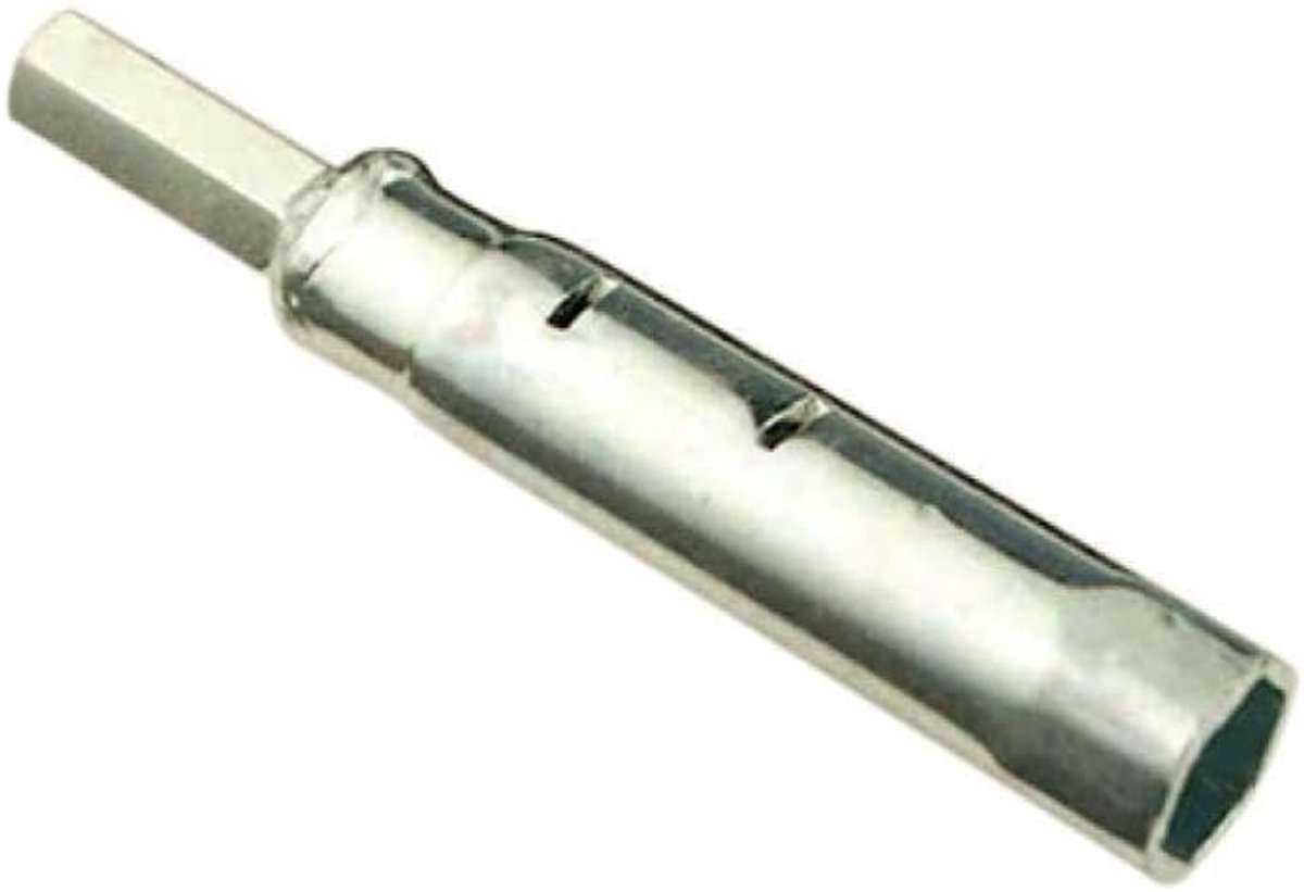 Bougiesleutel - Lange dop - Motoronderhoud - Met rubberen houder - 14mm - Grijs