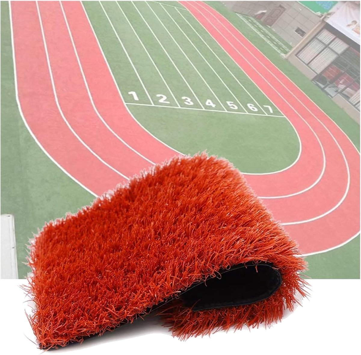 Kunstgras Tapijt - Gazonmat Buiten - Terras Aankleden - Hoge Dichtheid - 12 x 50 m - Rood