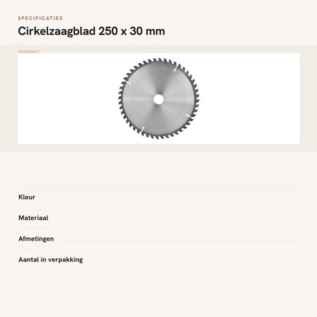 Dailygoods- Cirkelzaagblad 250 x 30 mm - Hardmetalenlegering - Multifunctioneel