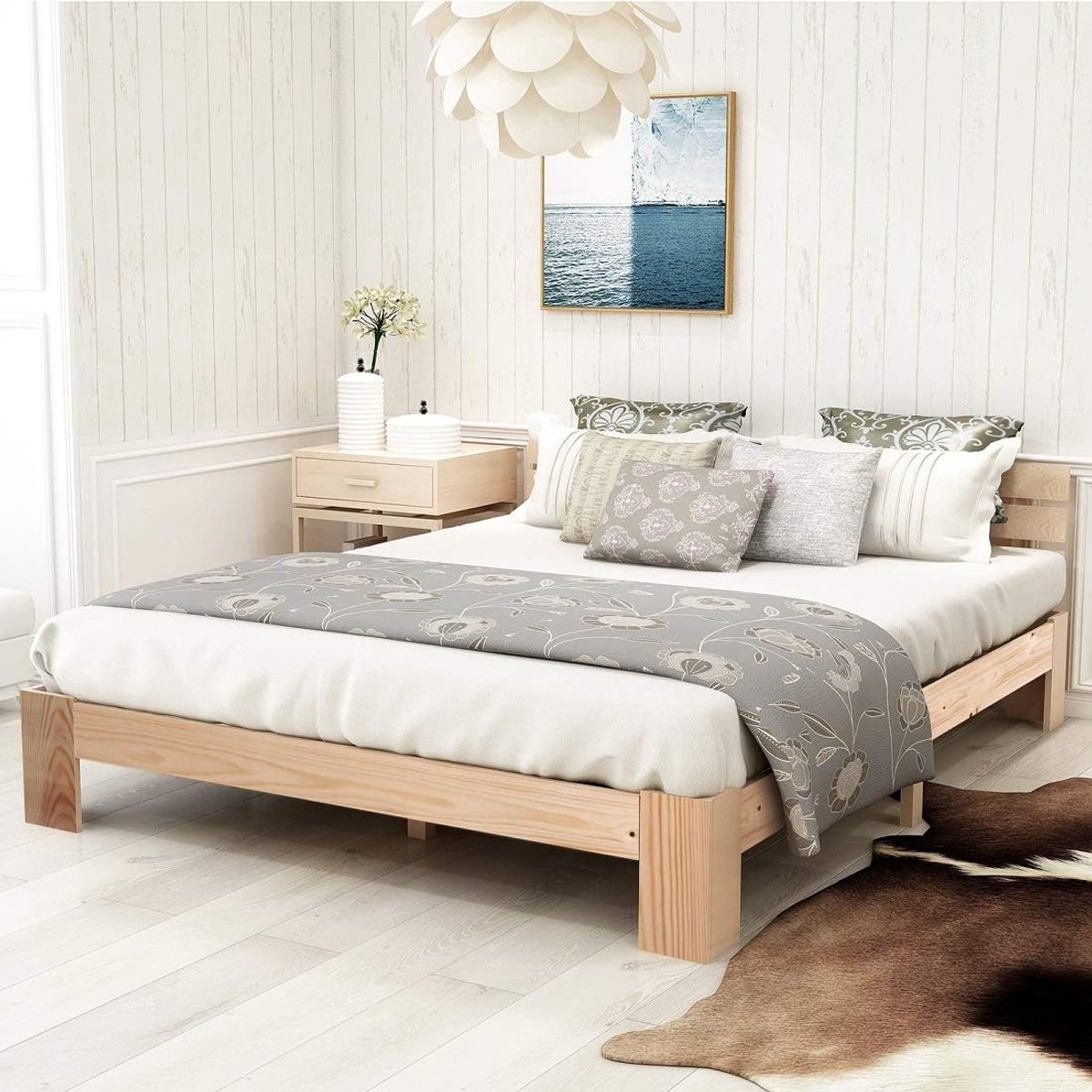 Houten Bed - Massief Hout Bed - Slaapkamer Inrichting - Gecertificeerd Vrij Van Schadelijke Stoffen - 140x200 cm - Naturel
